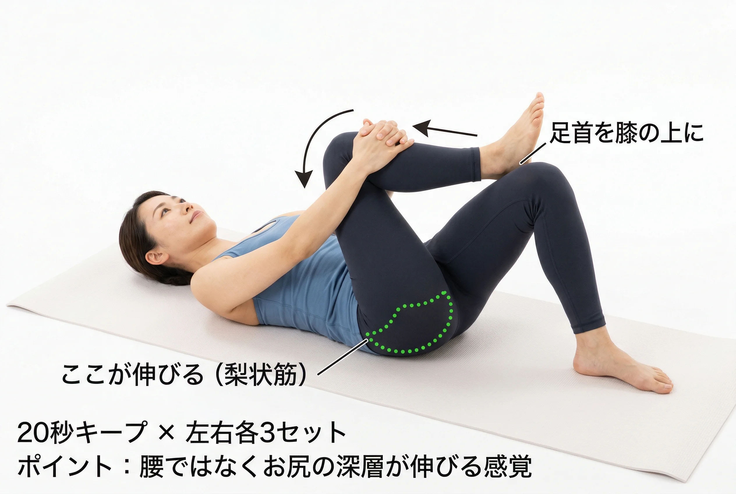 梨状筋ストレッチ（4の字）の正しいフォーム