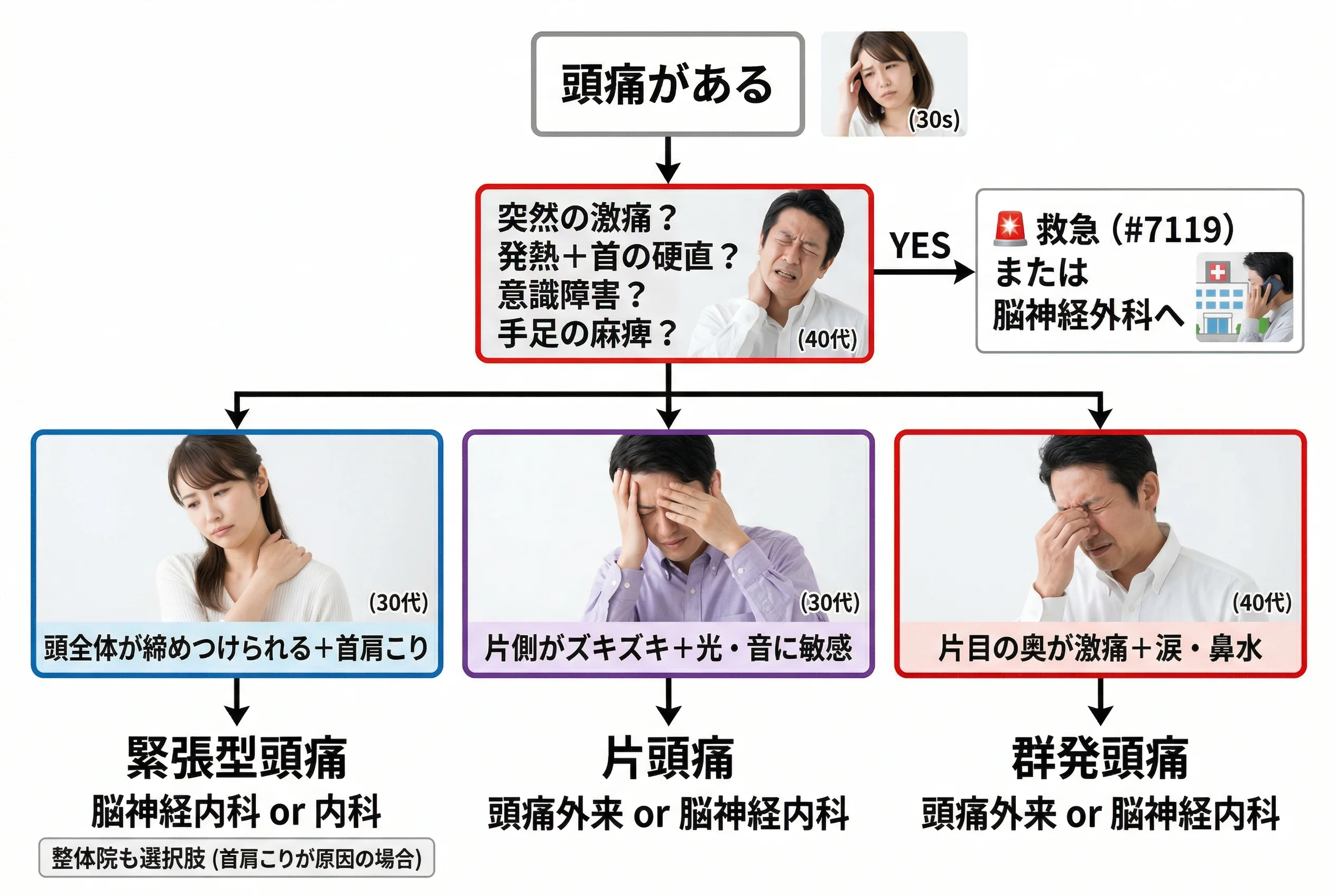 頭痛のタイプ別診断フロー