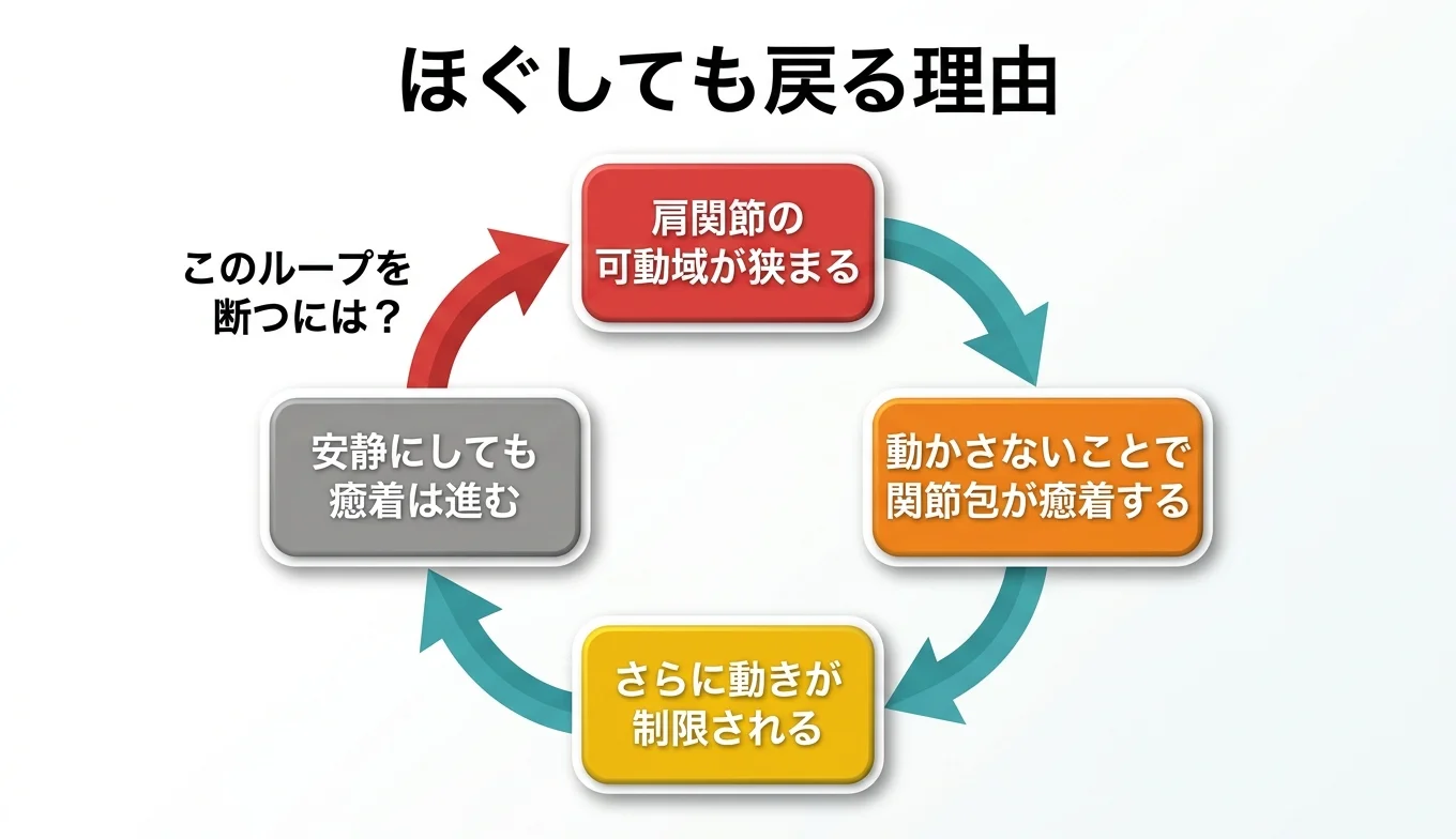 図2：「ほぐしても戻る」悪循環のメカニズム