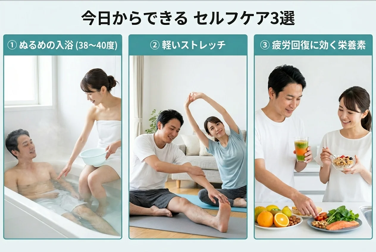 図4：自宅でできる疲労回復のセルフケア3選