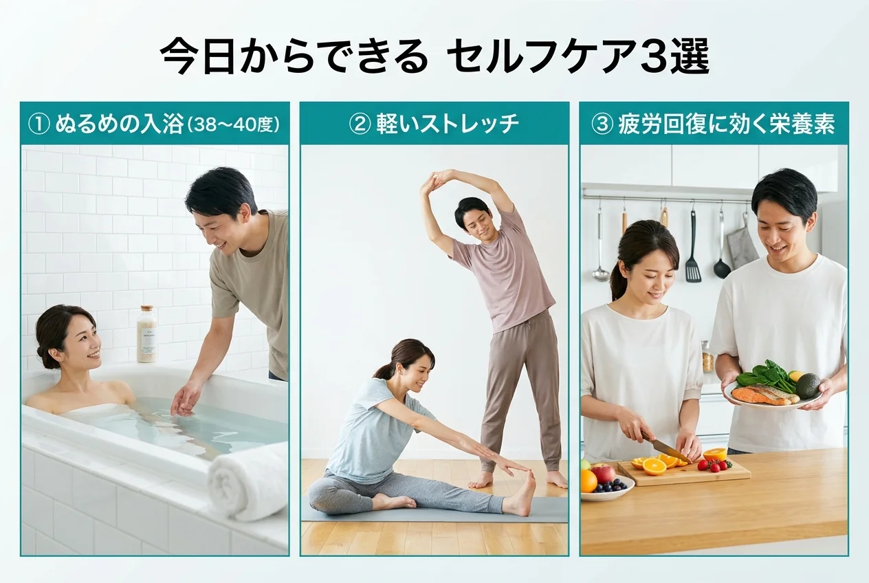 図4：自宅でできる疲労回復のセルフケア3選