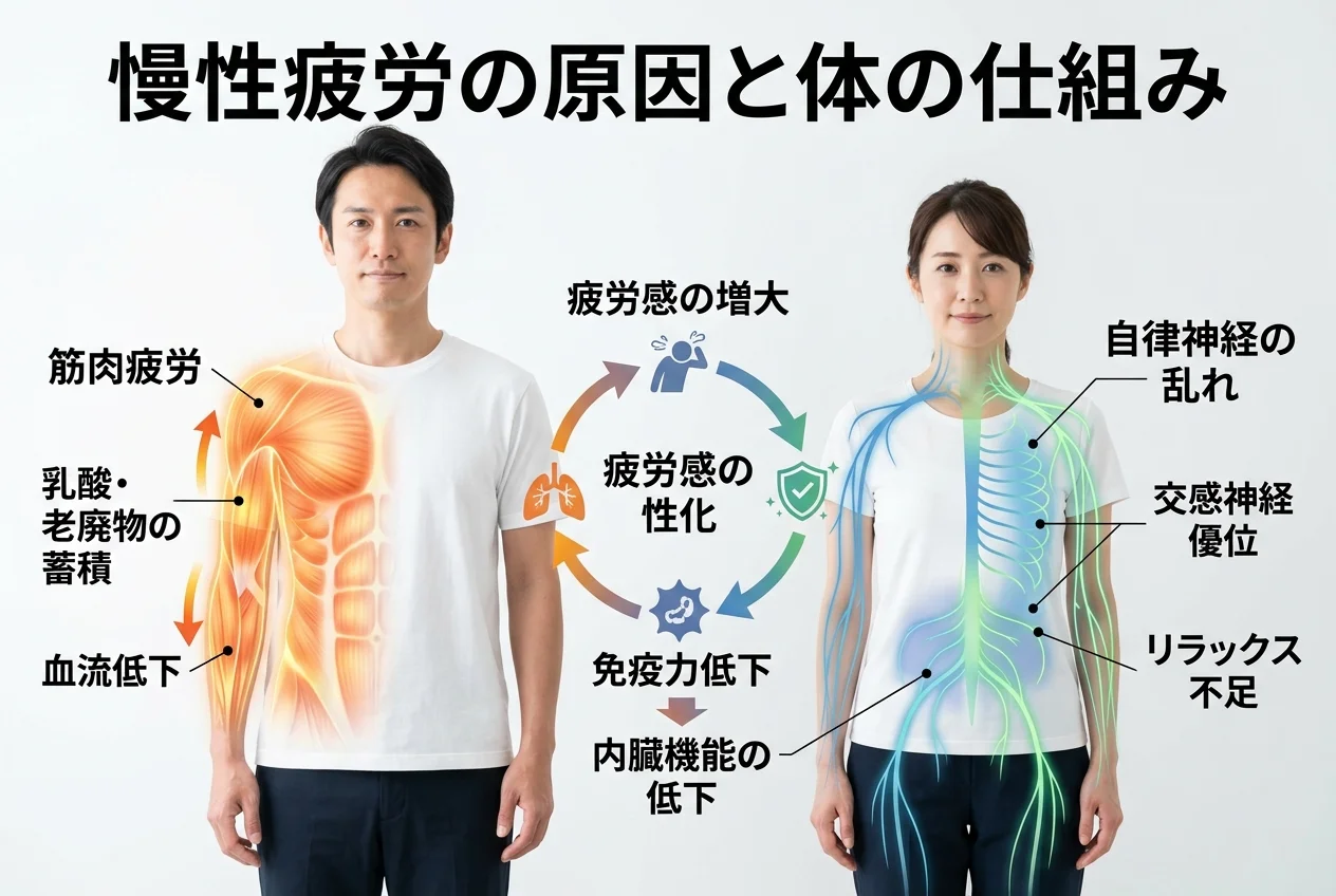 図1：疲労回復に関連する筋肉・関節・骨格の構造