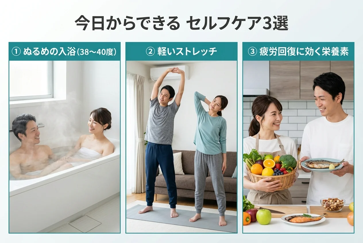 図4：自宅でできる疲労回復のセルフケア3選