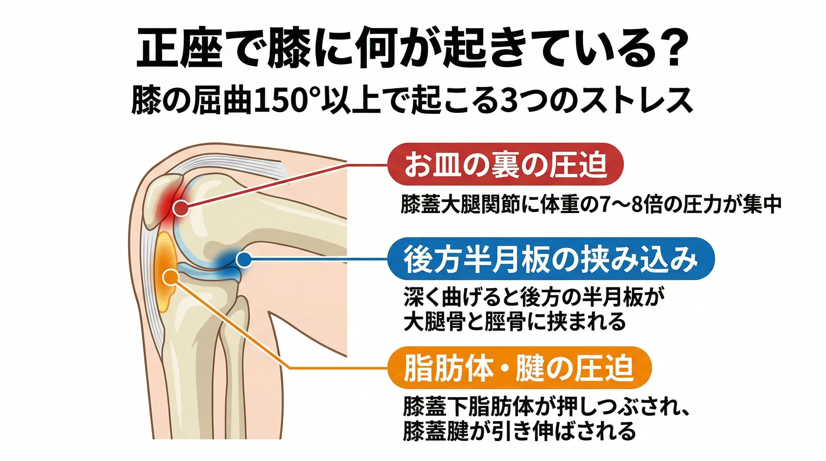 正座で膝に起こる3つのストレス