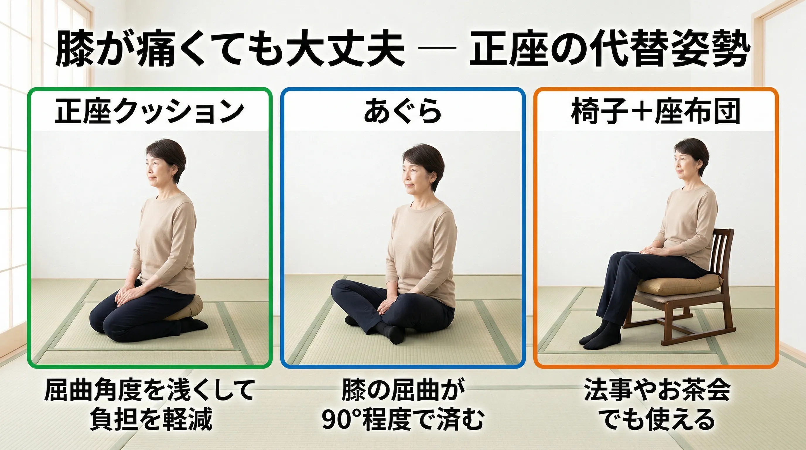 正座の代替姿勢3パターン