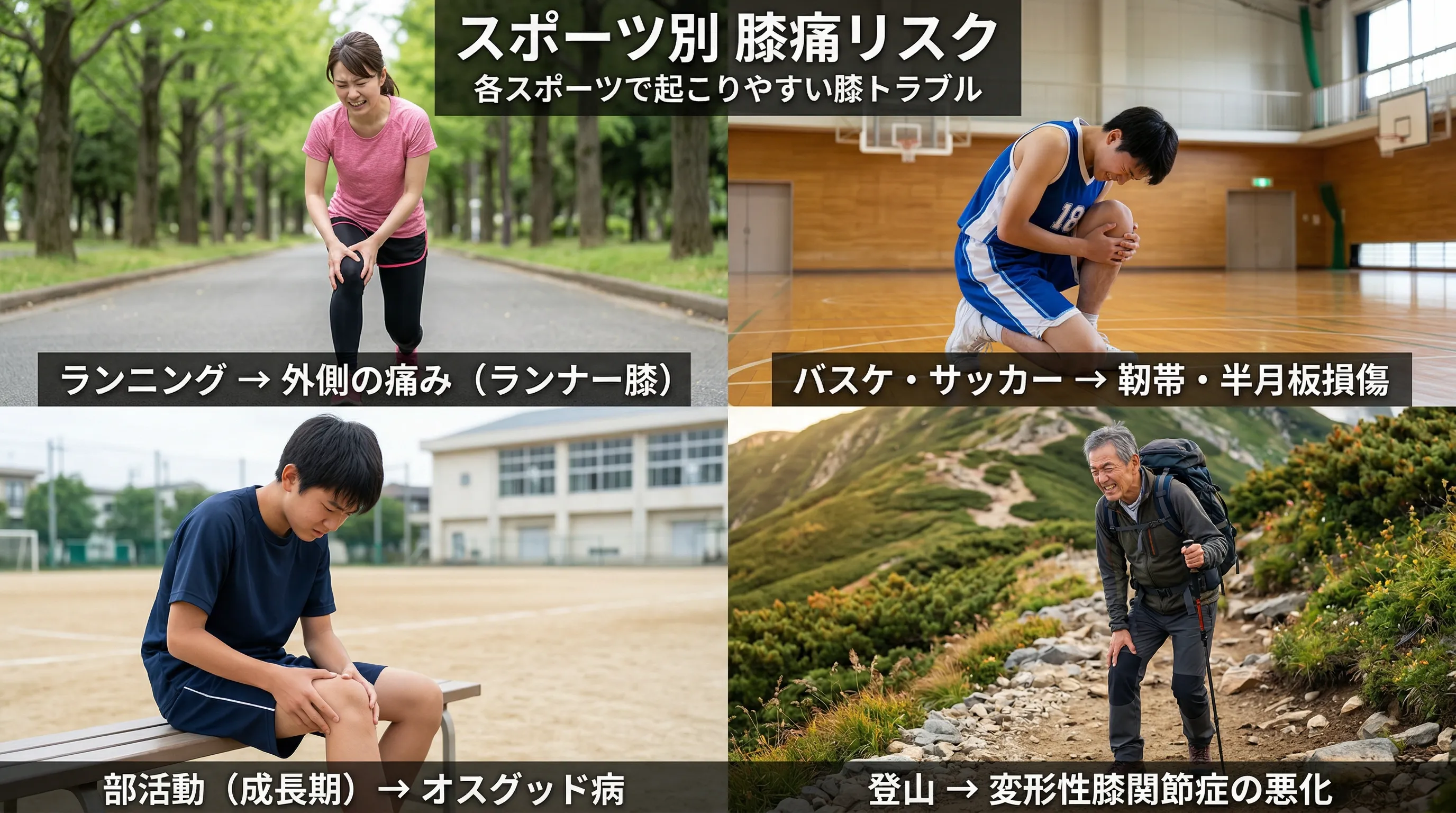 スポーツ別の膝痛リスク一覧