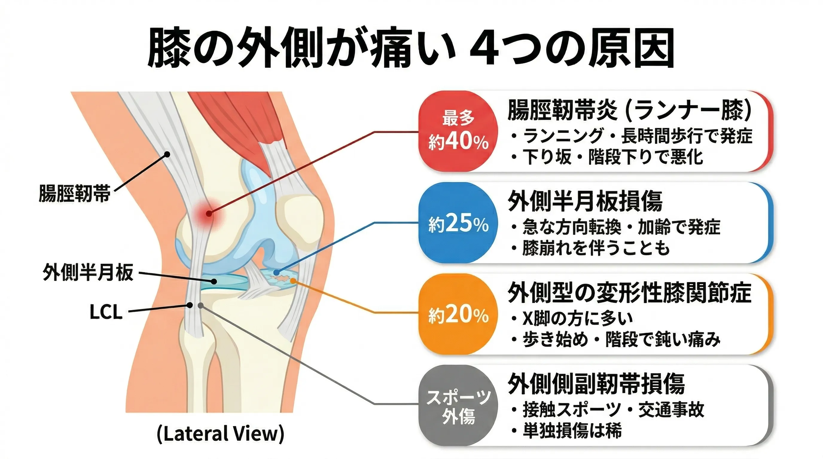 膝の外側が痛くなる4つの原因