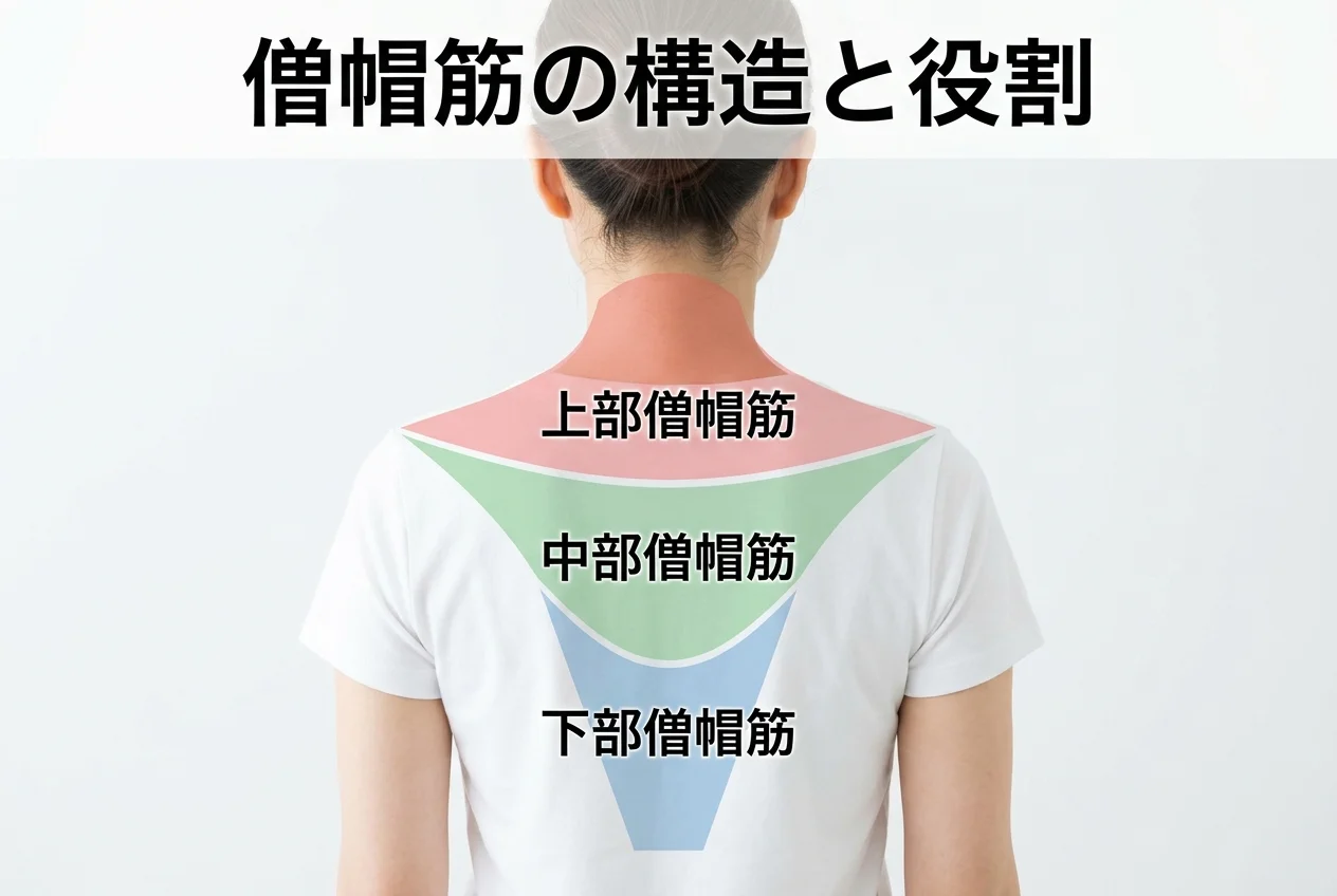 図1：肩こり・首こりに関連する筋肉・関節・骨格の構造