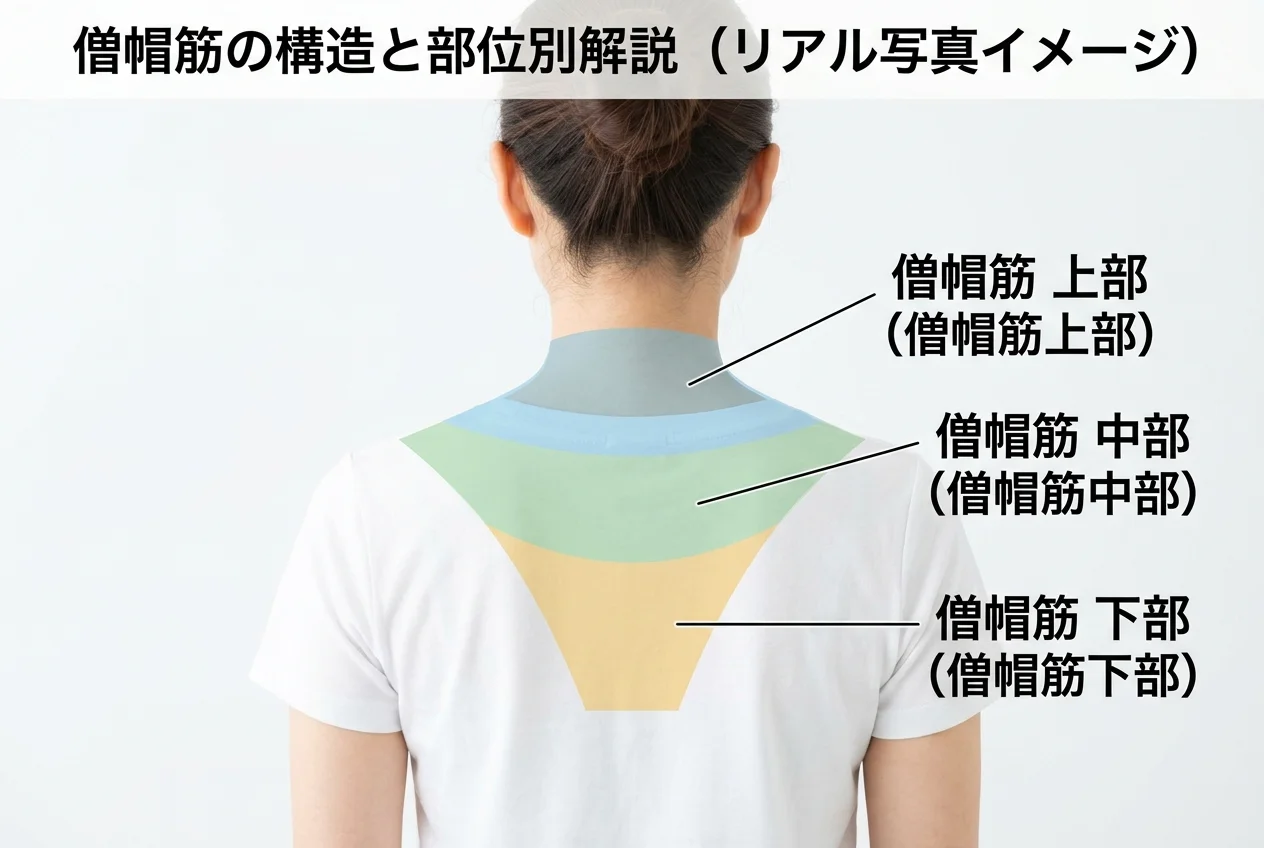 図1：肩こり・首こりに関連する筋肉・関節・骨格の構造