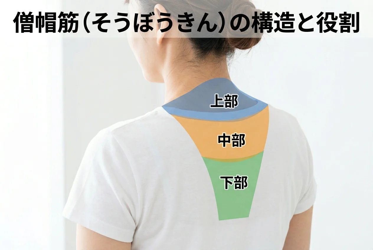 図1：肩こり・首こりに関連する筋肉・関節・骨格の構造