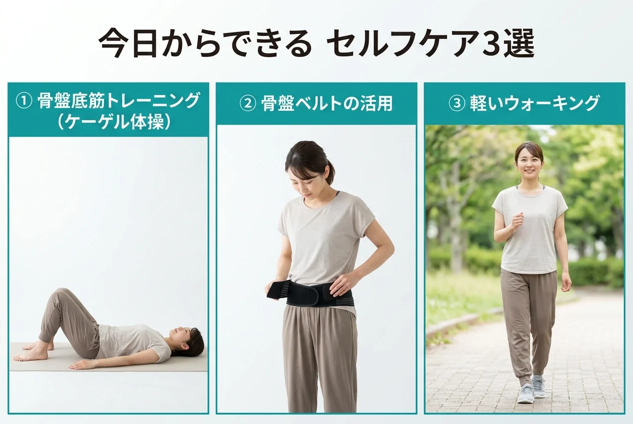 図4：自宅でできる骨盤矯正・産後骨盤のセルフケア3選