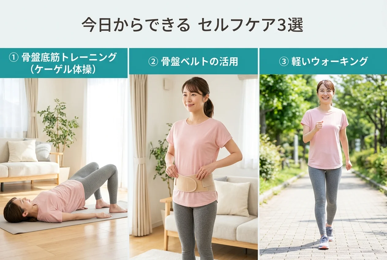 図4：自宅でできる骨盤矯正・産後骨盤のセルフケア3選
