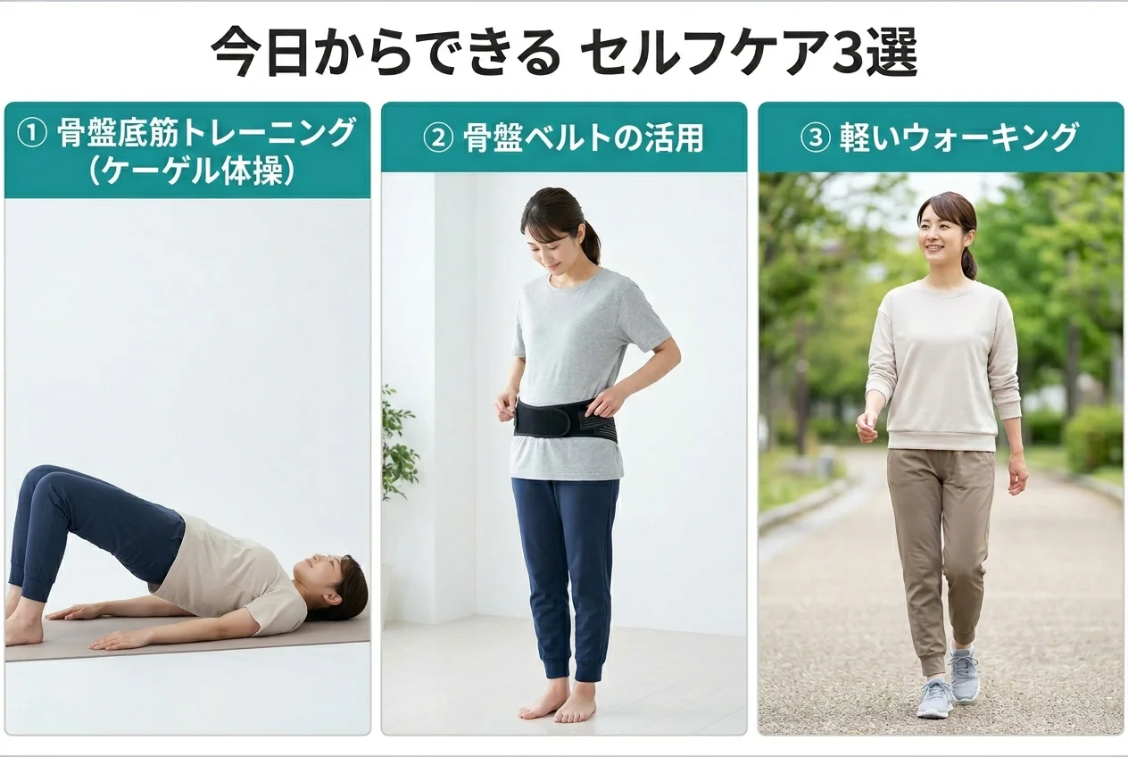 図4：自宅でできる骨盤矯正・産後骨盤のセルフケア3選