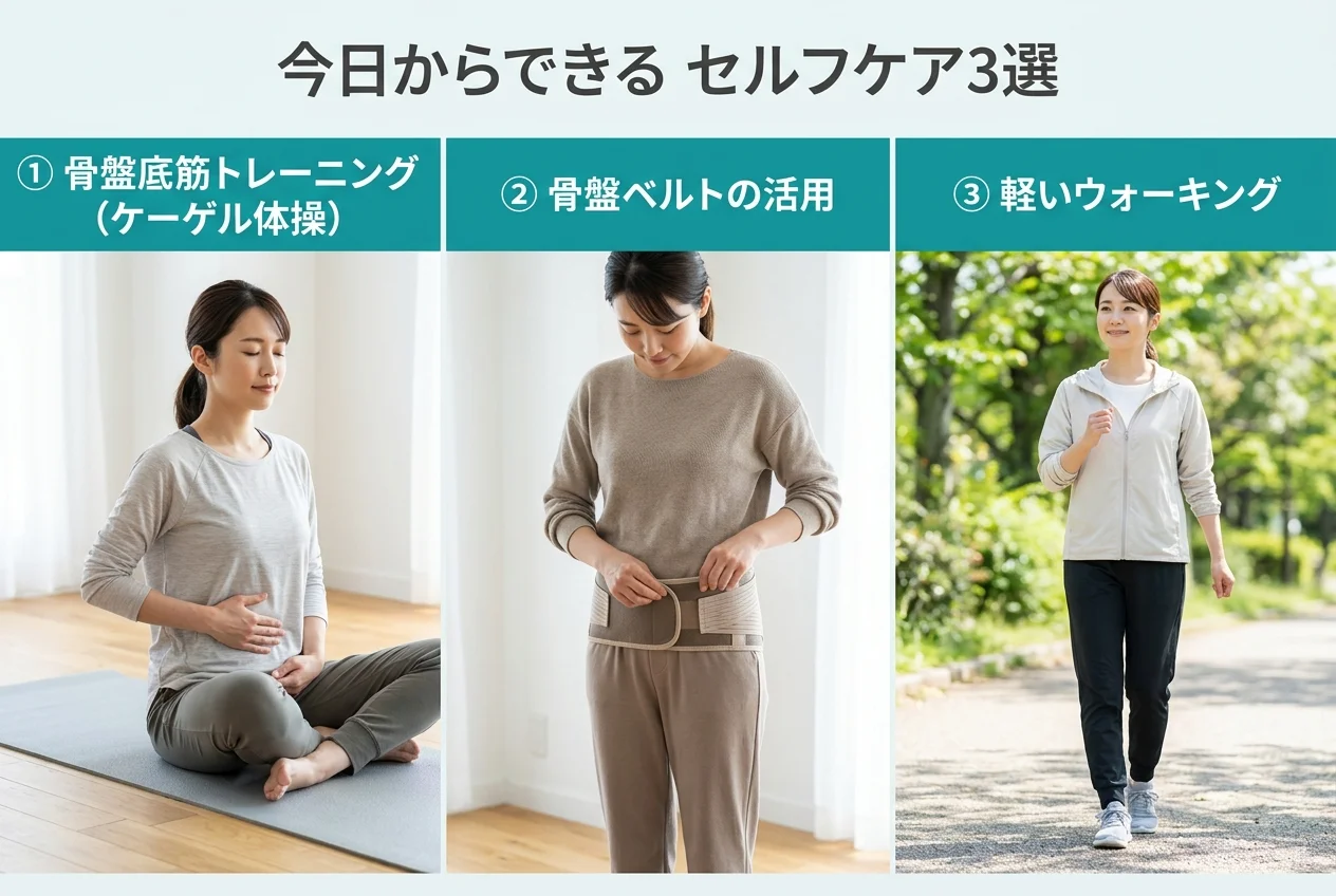 図4：自宅でできる骨盤矯正・産後骨盤のセルフケア3選