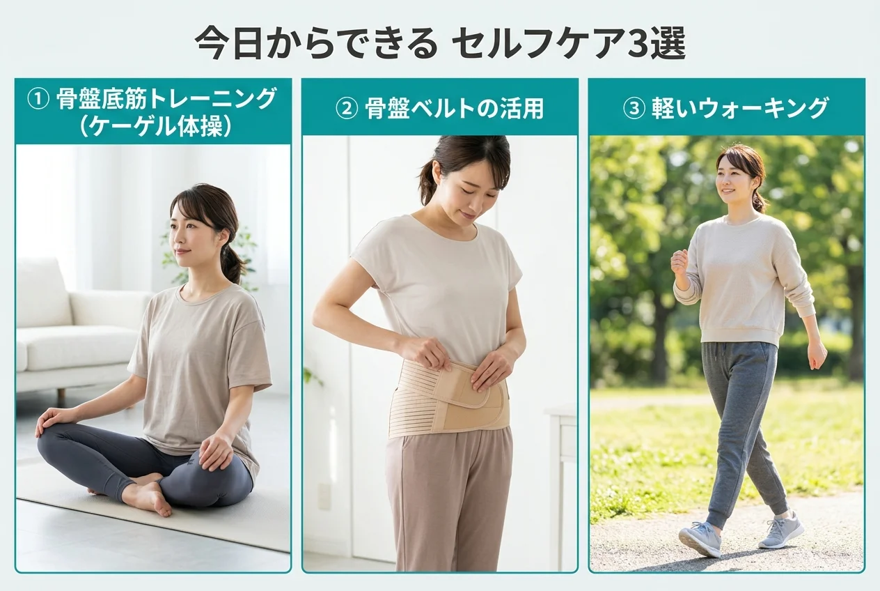 図4：自宅でできる骨盤矯正・産後骨盤のセルフケア3選