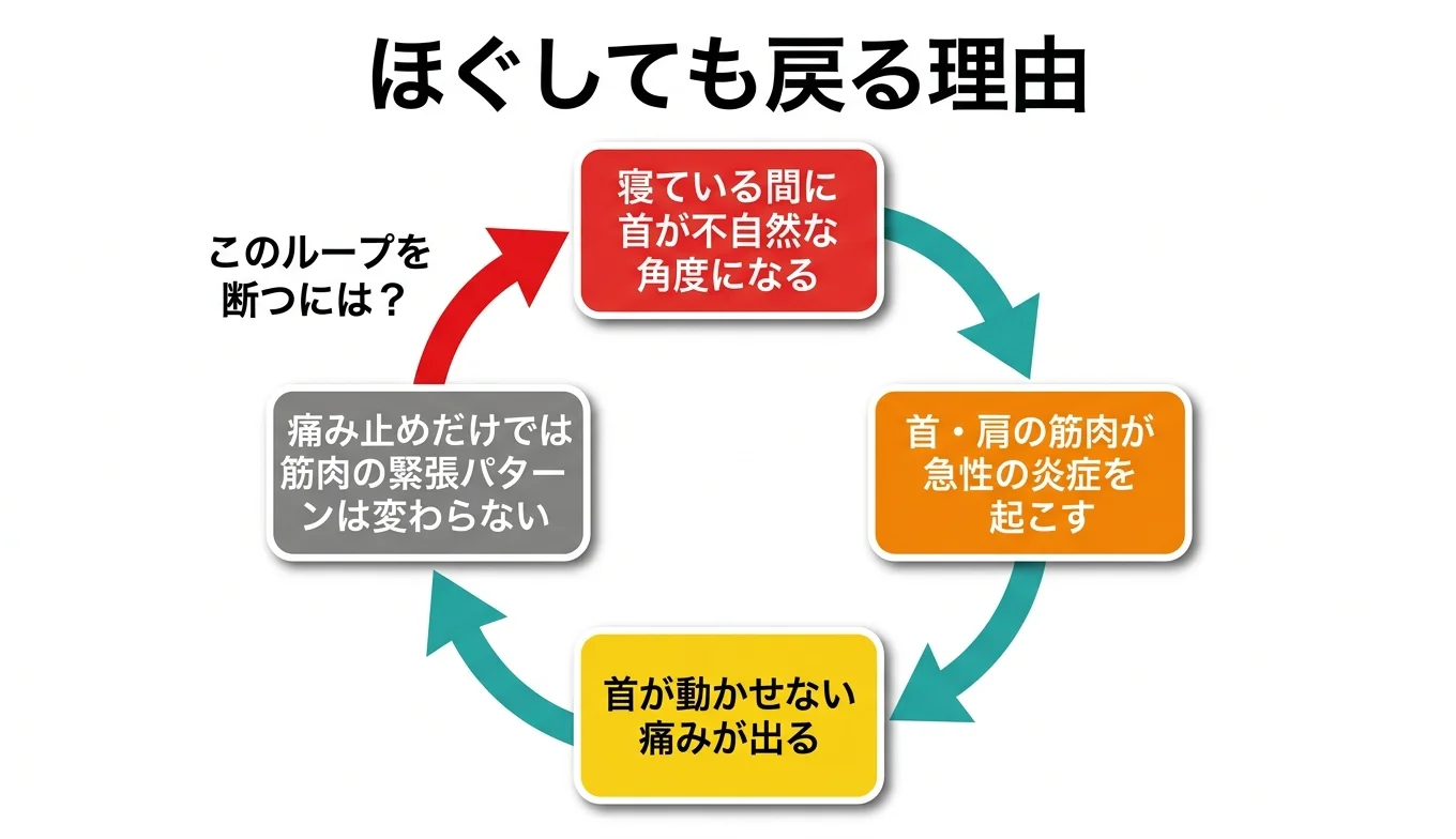 図2：「ほぐしても戻る」悪循環のメカニズム