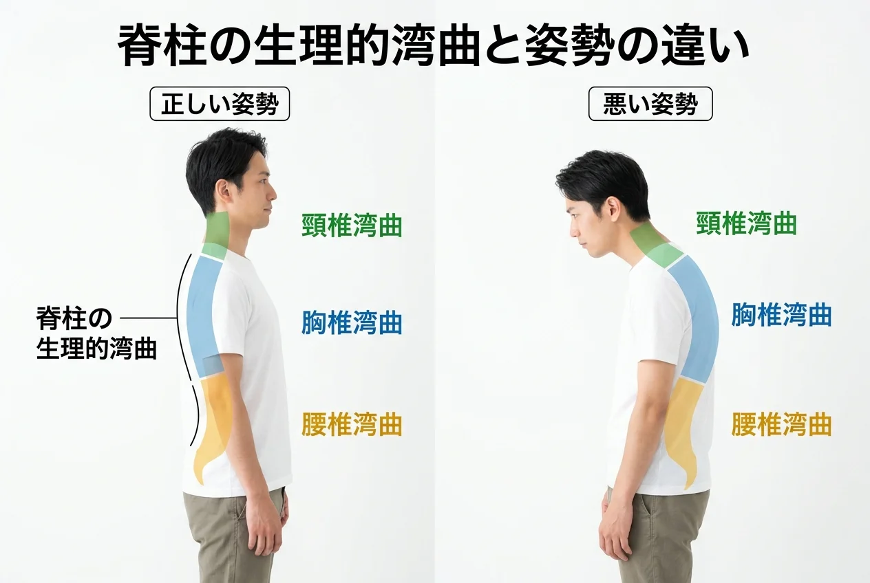 図1：姿勢矯正に関連する筋肉・関節・骨格の構造