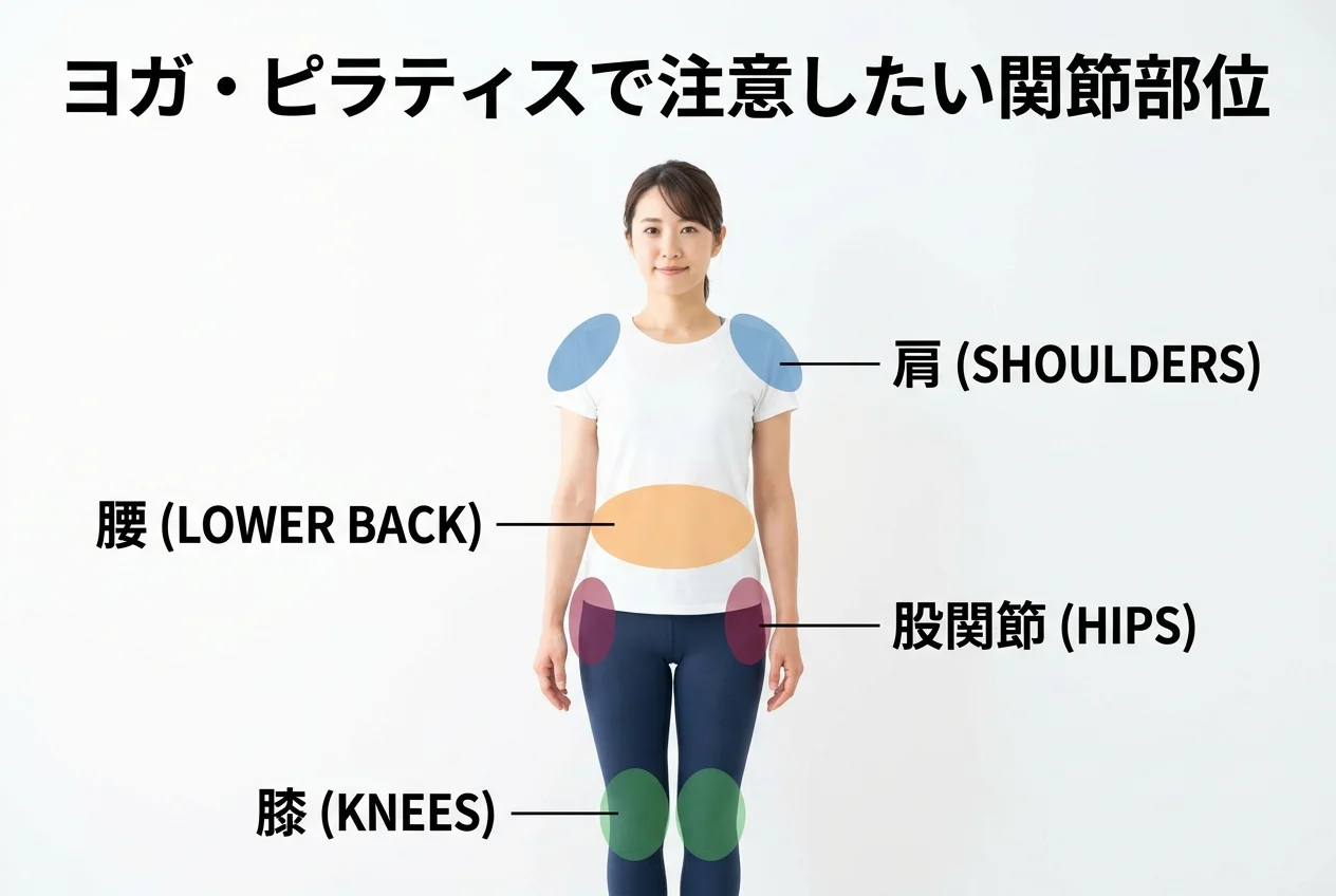 図1：ヨガ・ピラティスに関連する筋肉・関節・骨格の構造