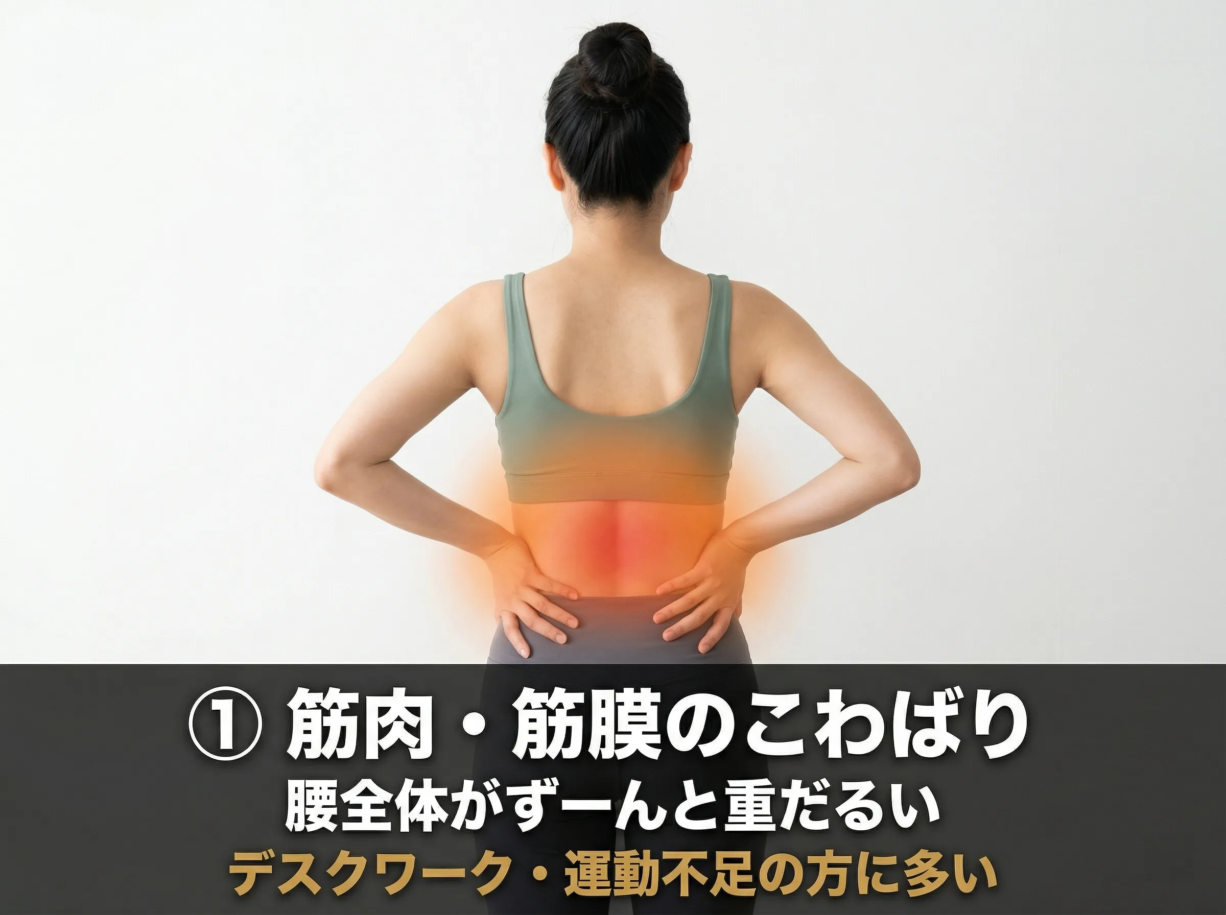 筋膜・筋肉由来の腰痛 — 広範囲に重だるい痛み