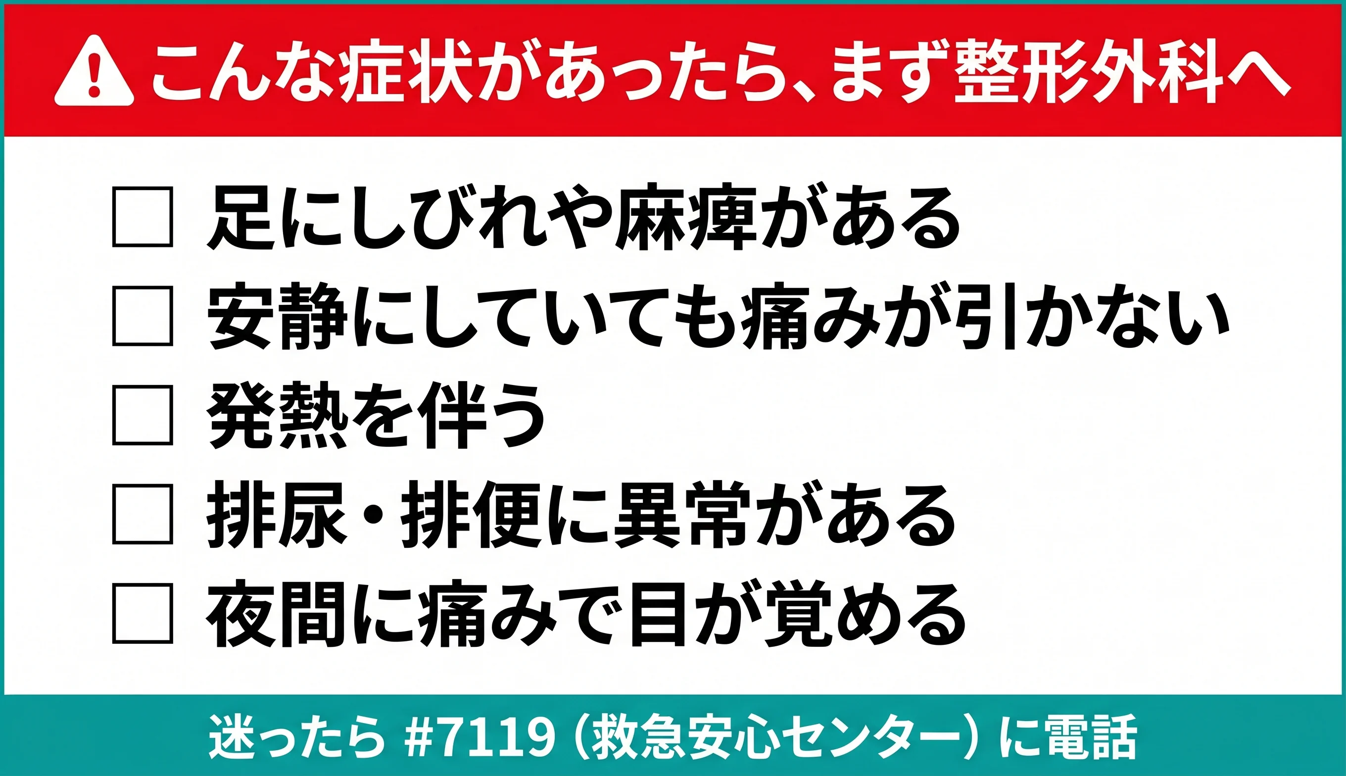 図3：医療機関の受診が必要なレッドフラグ・チェックリスト