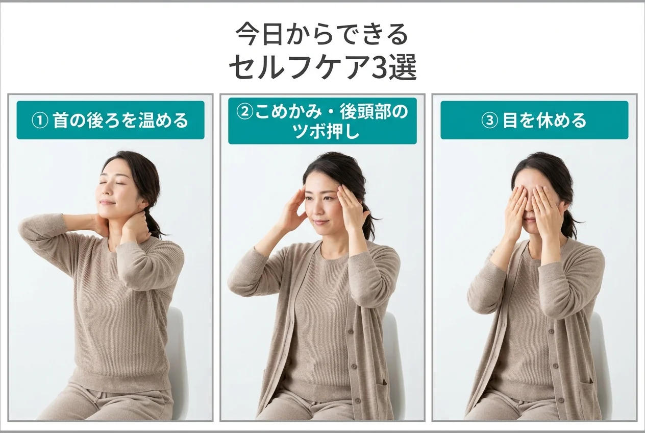 図4：自宅でできる頭痛のセルフケア3選