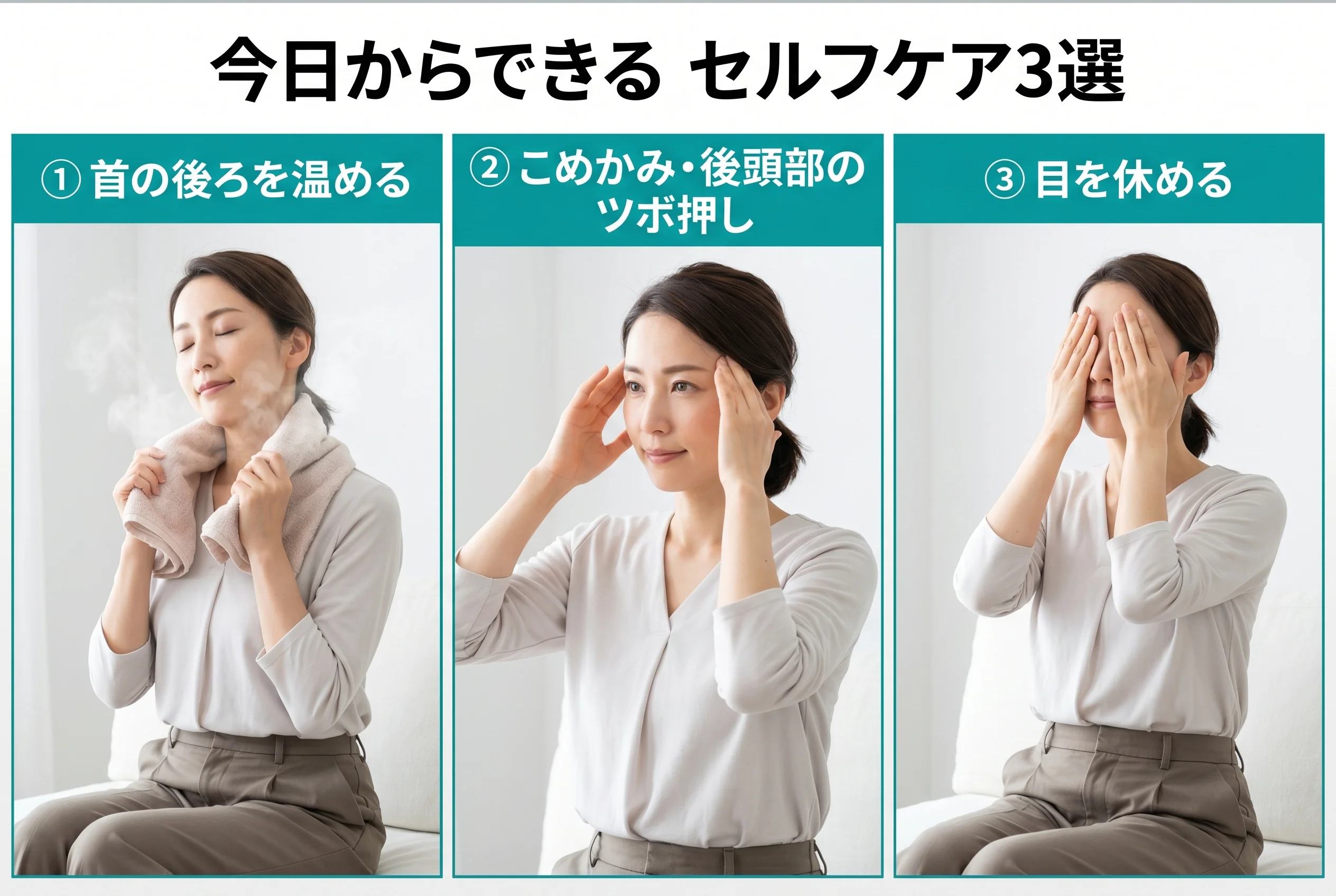 図4：自宅でできる頭痛のセルフケア3選