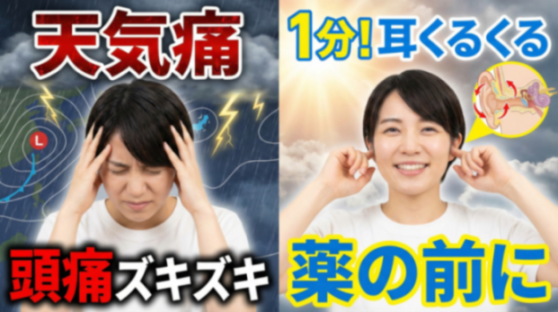 【天気痛】低気圧で頭が痛い…!薬を飲む前に試したい「1分耳くるくるマッサージ」の正しいやり方