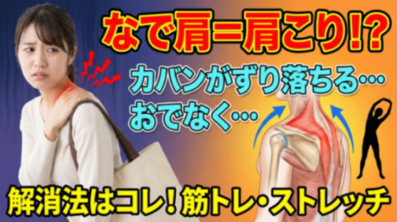 なで肩と肩こりの関係——カバンがずり落ちる肩が凝りやすい理由と、効果的な筋トレ・ストレッチ