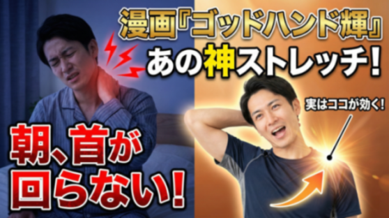 朝起きたら首が回らない…漫画『ゴッドハンド輝』のあのストレッチ、実はここが効く