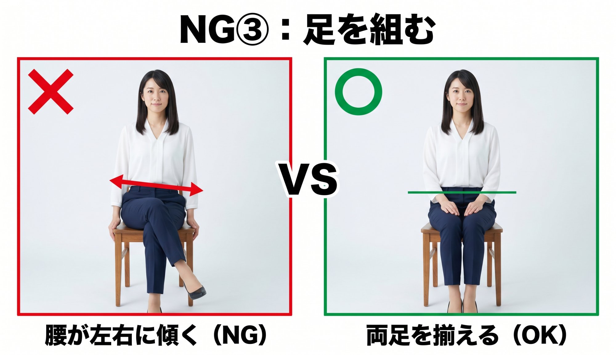 悪い姿勢：足を組む