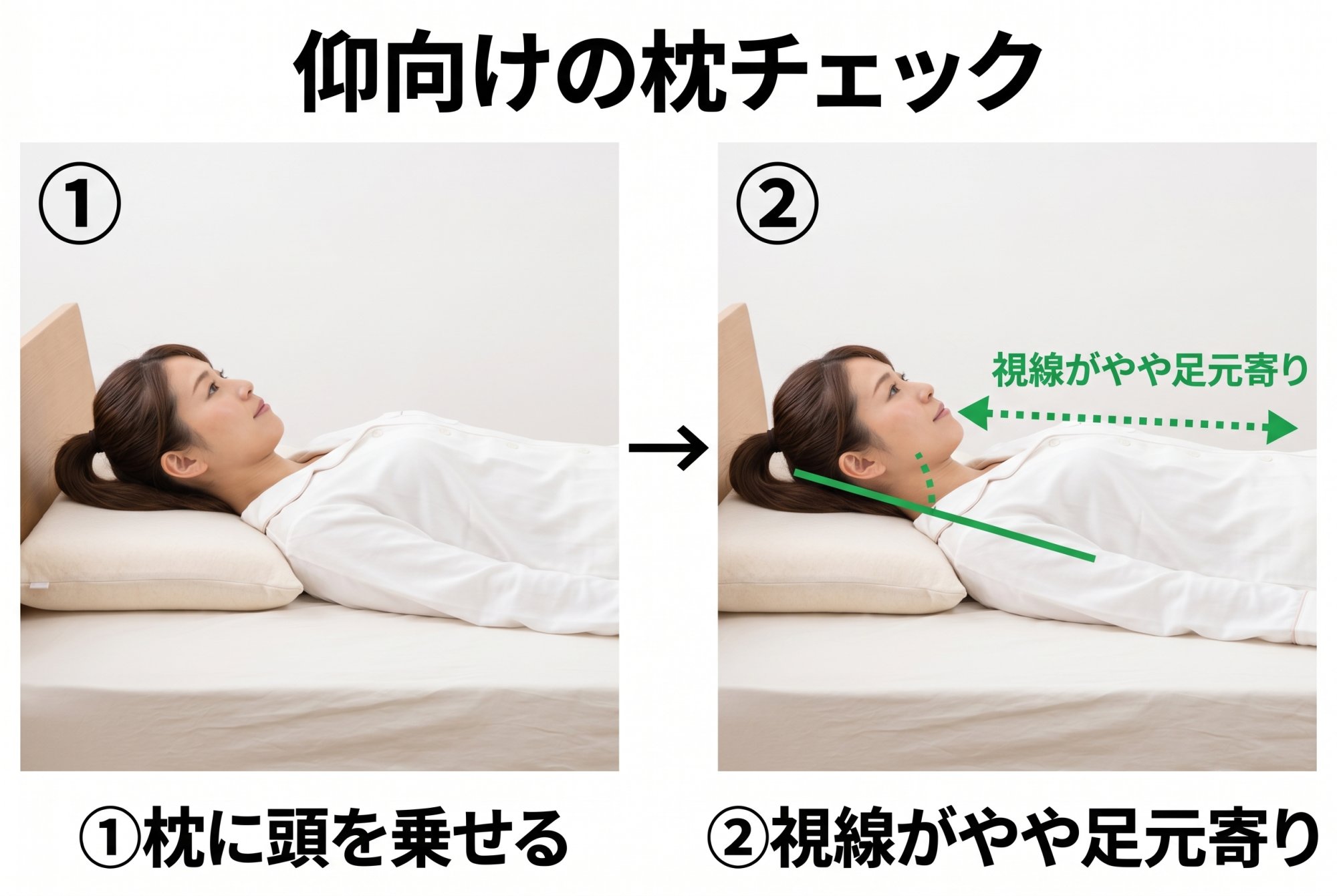 仰向けの枕チェック
