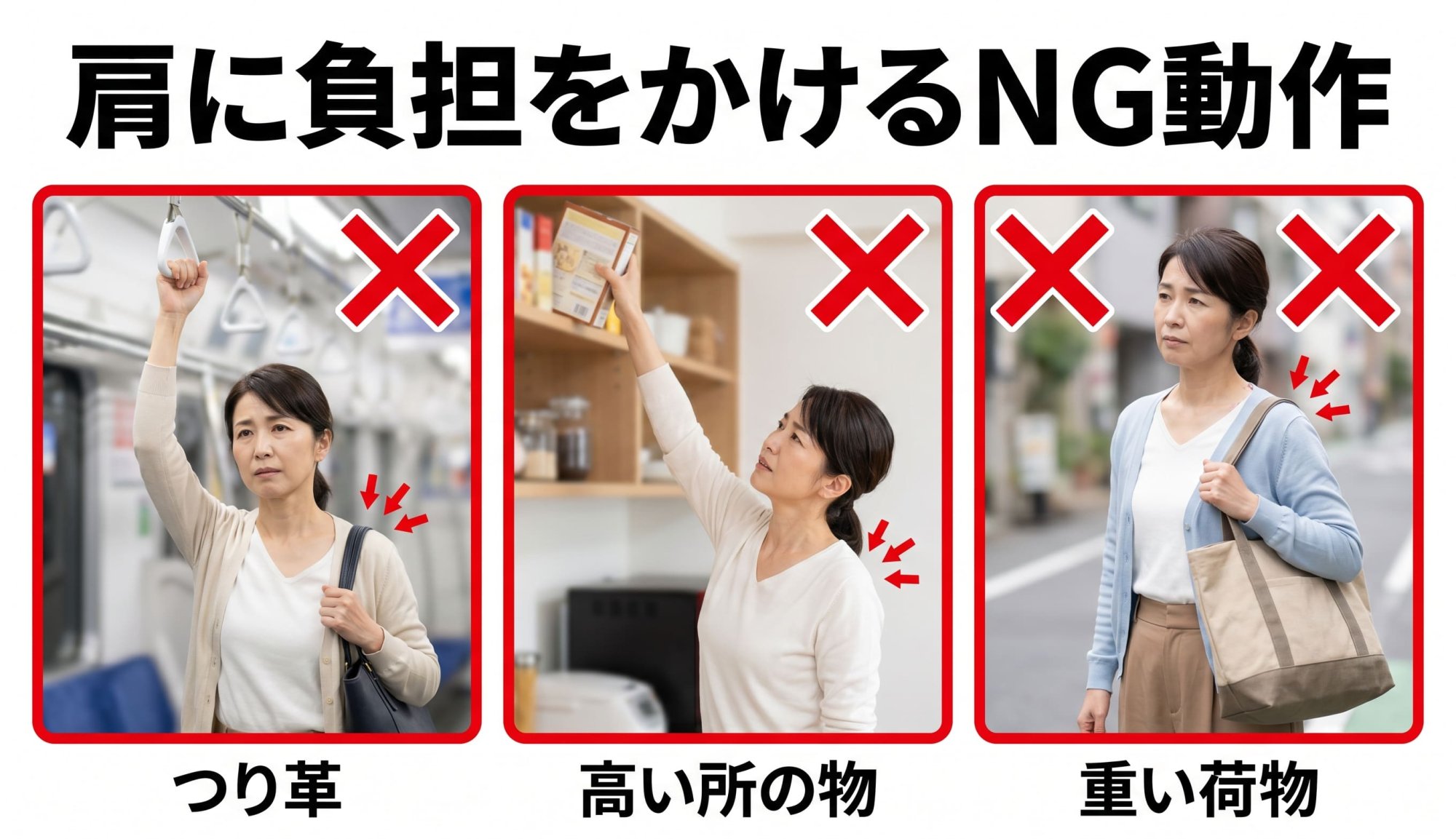 肩に負担をかけるNG動作