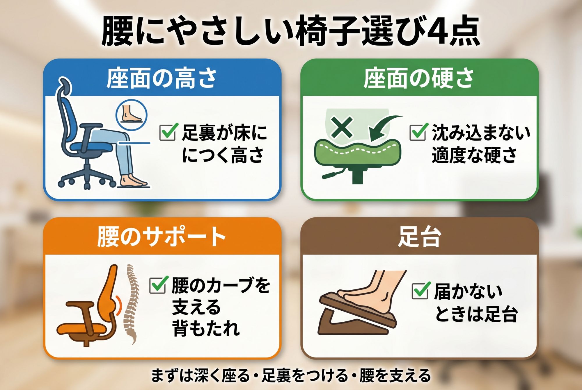 腰にやさしい椅子選び4点
