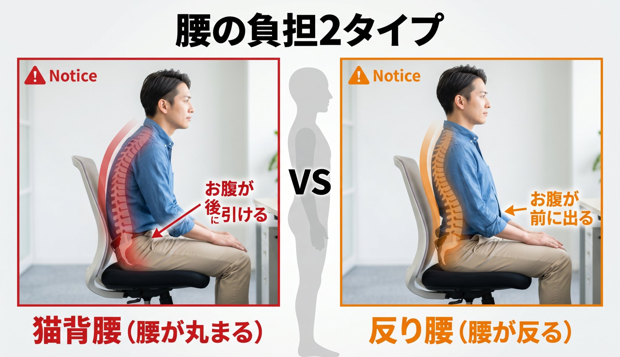 腰の負担2タイプ