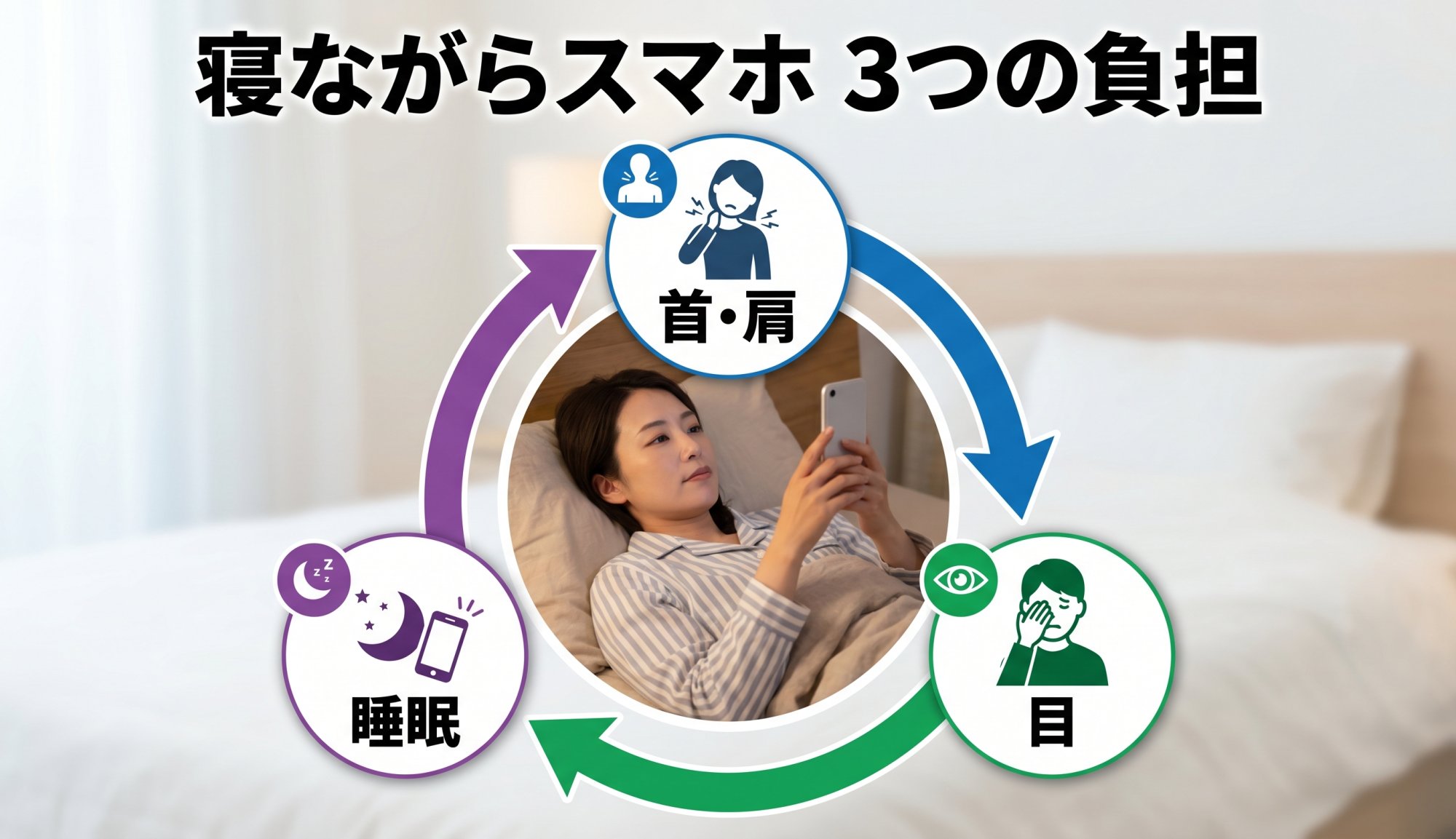 寝ながらスマホ 3つの負担