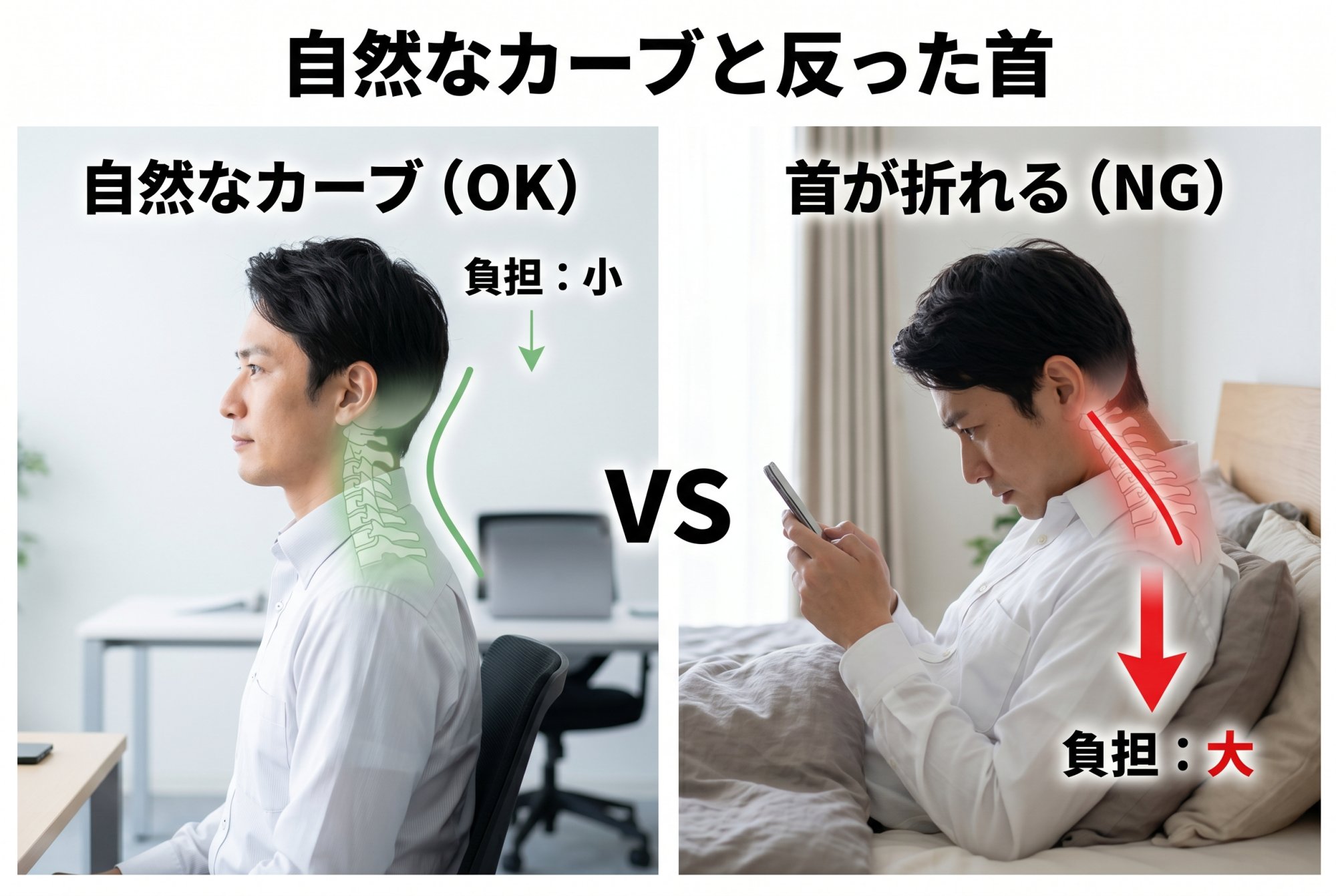 自然なカーブと反った首