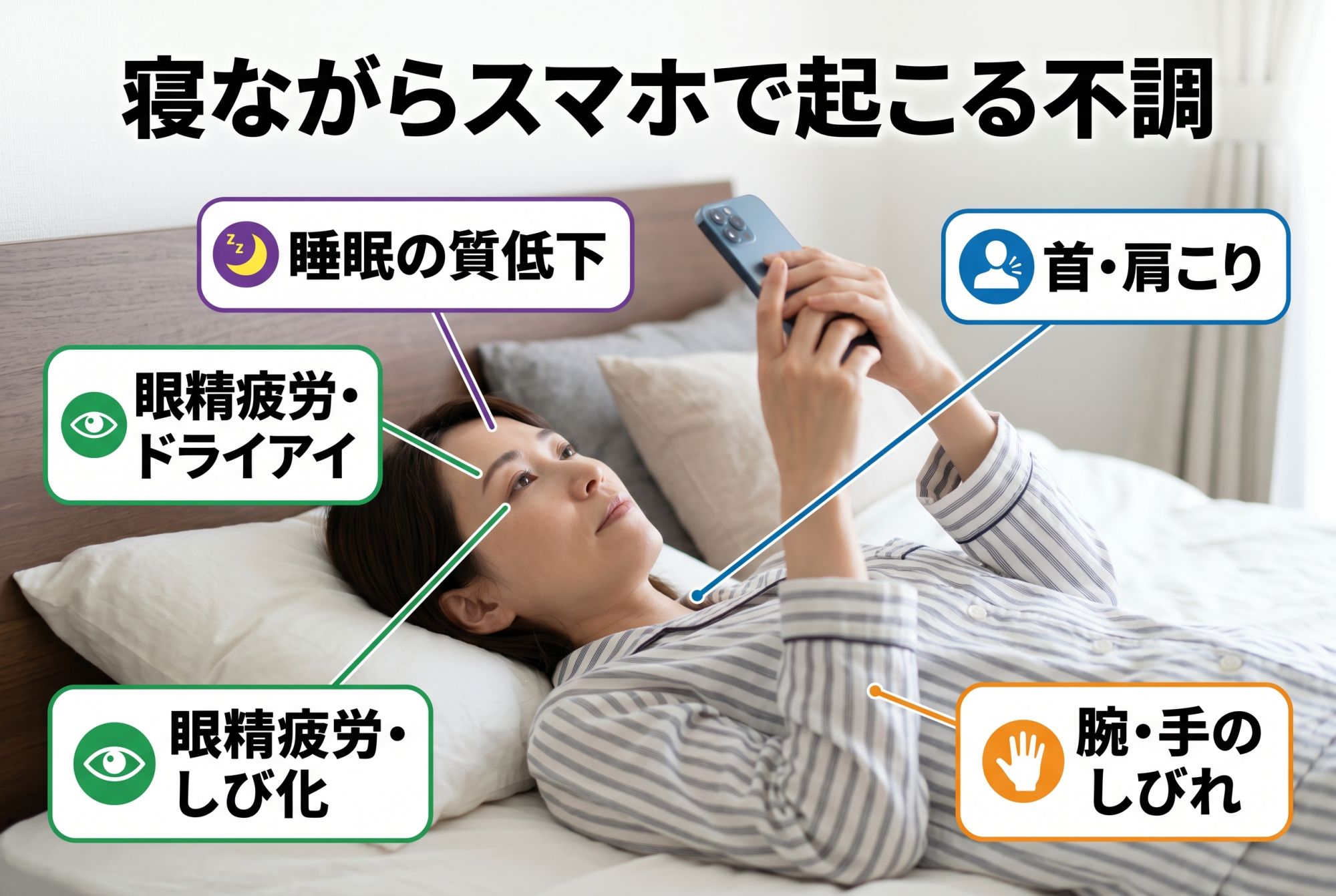 寝ながらスマホで起こる不調