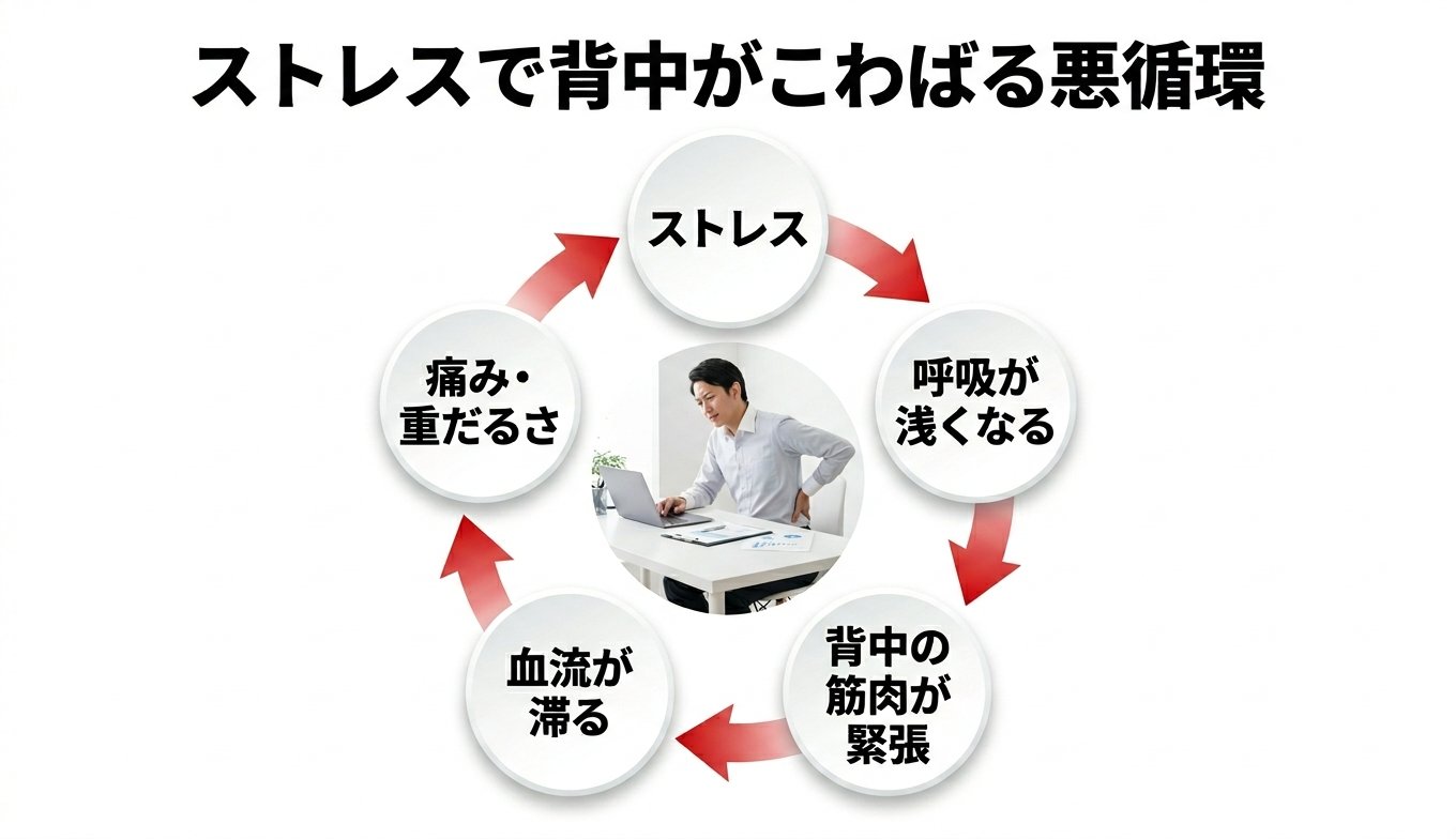 ストレスで背中がこわばる悪循環