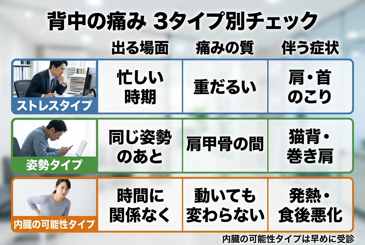 背中の痛み 3タイプ別チェック