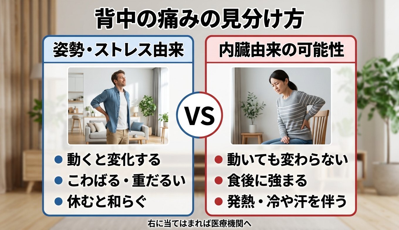 背中の痛みの見分け方