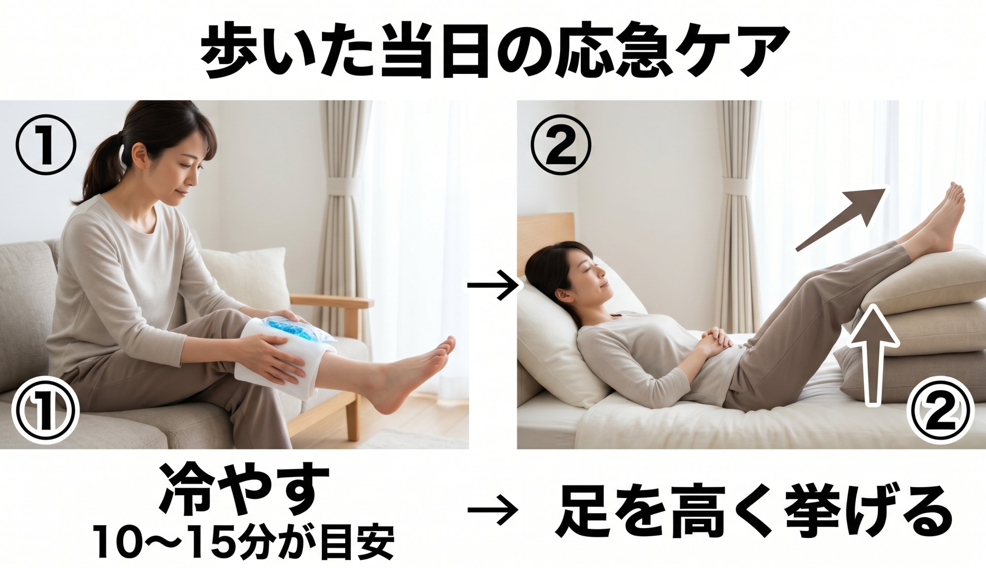 歩いた当日の応急ケア