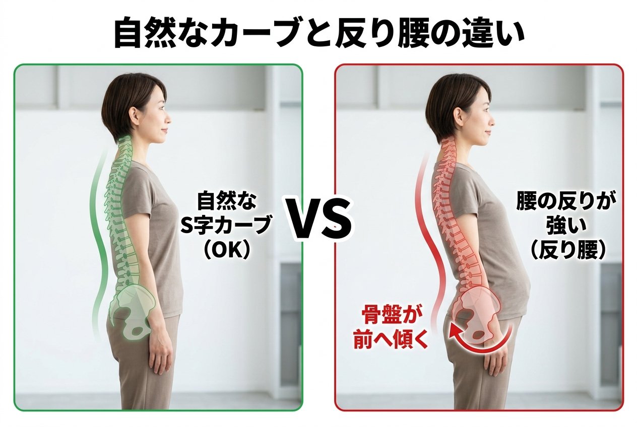 自然なカーブと反り腰の違い