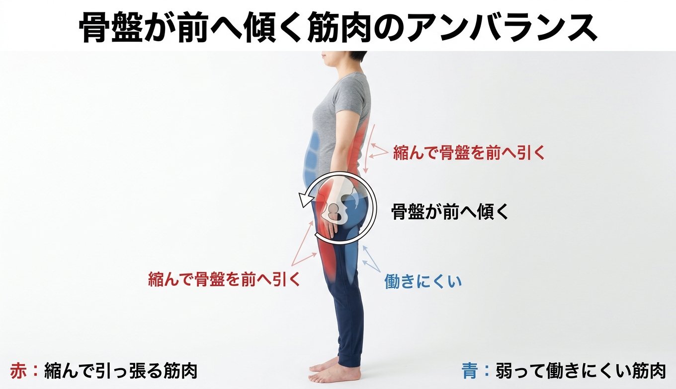 骨盤が前に傾く筋肉のアンバランス