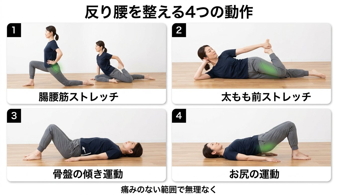 反り腰を整える4つの動作