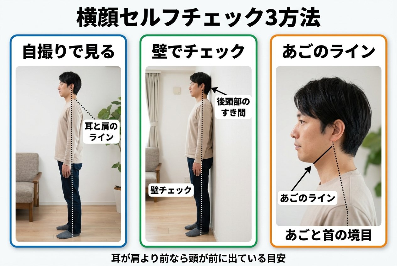 横顔セルフチェック3方法