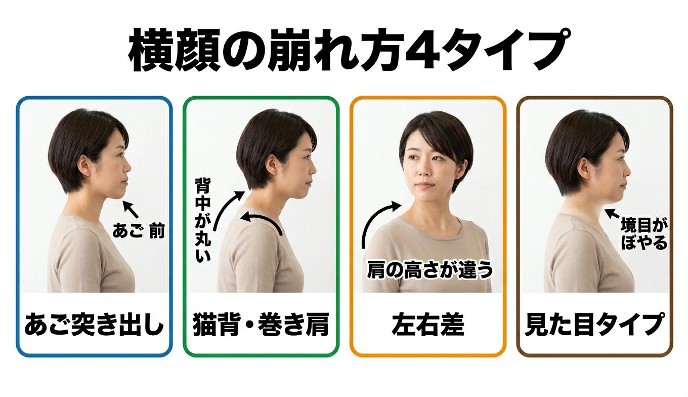 横顔の崩れ方4タイプ