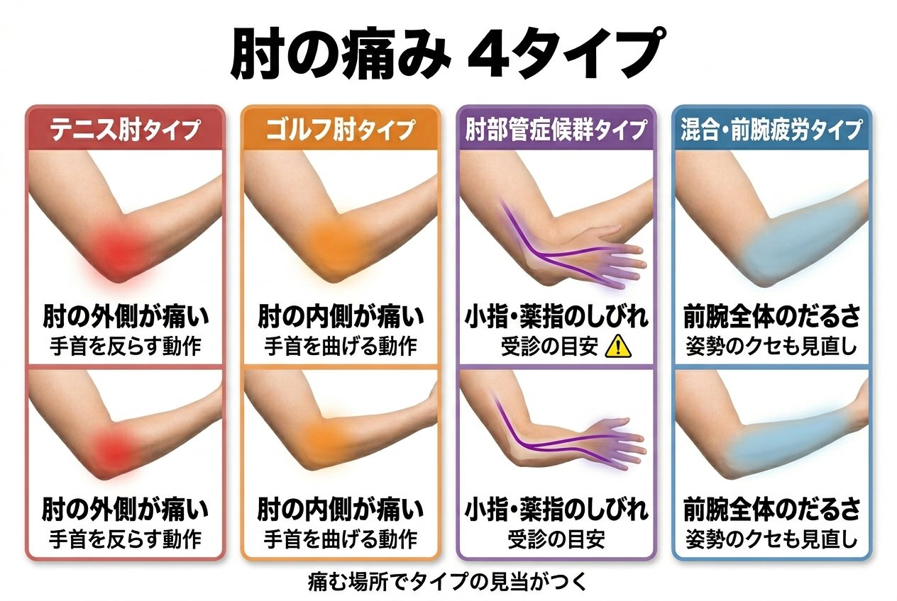 肘の痛み 4タイプ