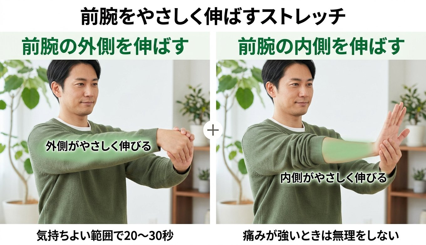 前腕をやさしく伸ばすストレッチ