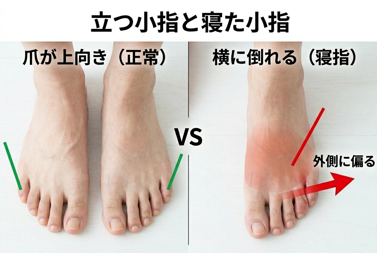 立つ小指と寝た小指