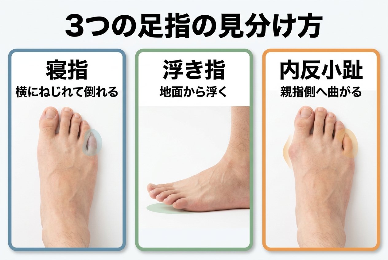 3つの足指の見分け方